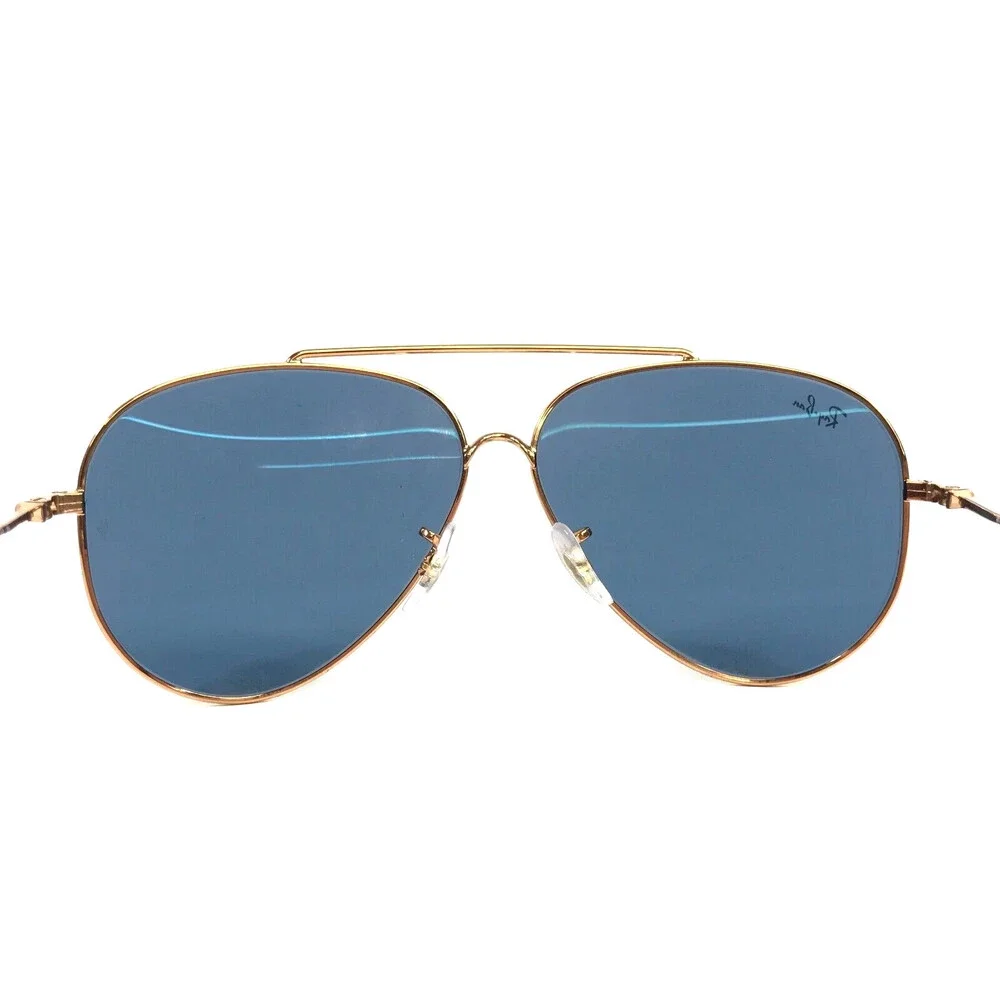 Ray-Ban Sunglasses RBR0101S AVIATOR REVERSE 9202/3A Rose Gold w Blue Lens 59 mm
